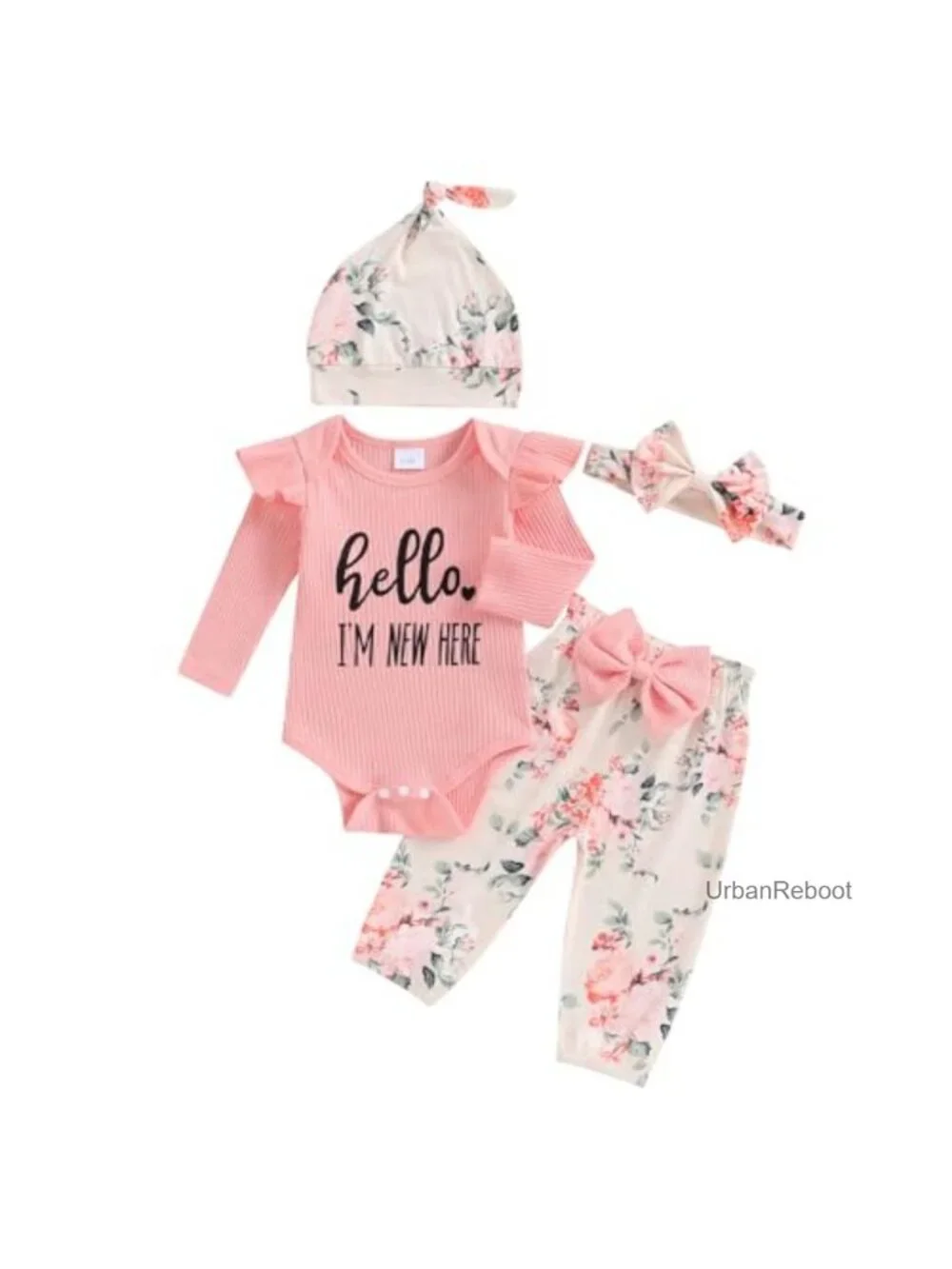 Newborn Baby Girl Coming Home Outfit Romper Pants Set Floral